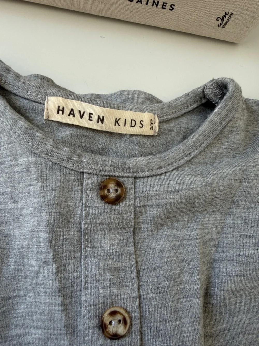 Haven Kids Bamboo Gray Short-Sleeve Pocket Dress - Picture 3 of 3